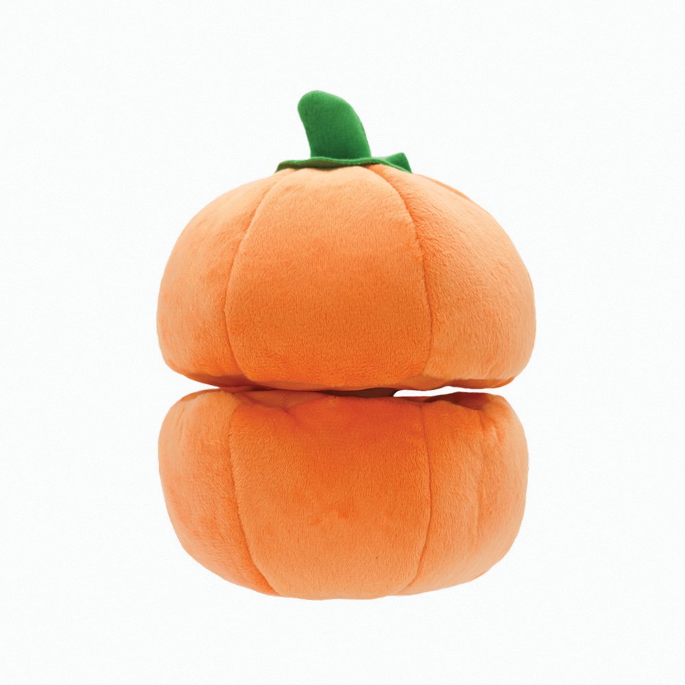 HugSmart Fruity Critterz Plush Pumpkin Dog Toy for hide and seek play.