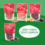 Jerky strips dog treat sampler with chicken shark emu and kangaroo dehydrated strips high protein snacks