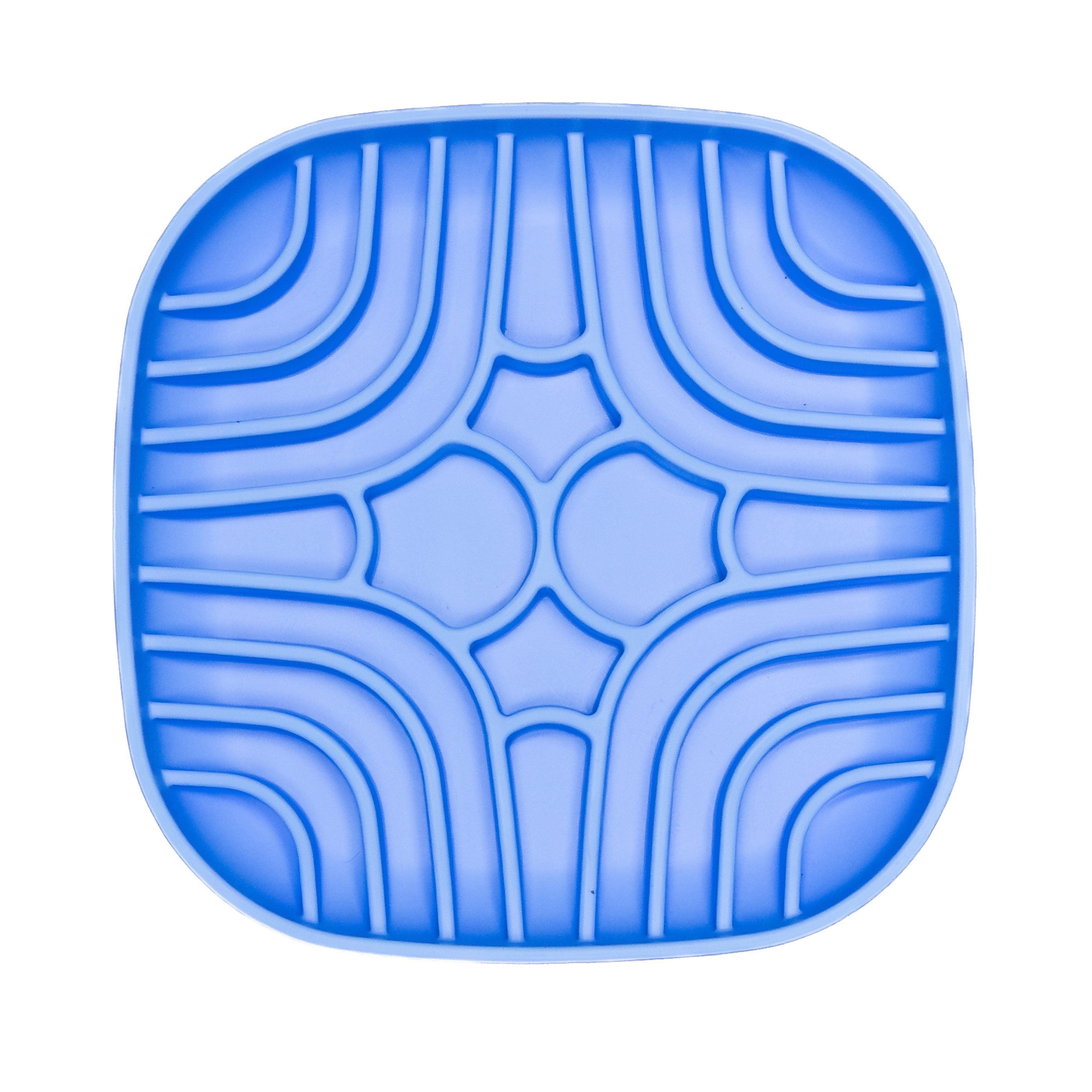 Light Blue Wave Ripple Enrichment Bowl with ripple pattern for slow feeding, lick enrichment, and stress relief for dogs.