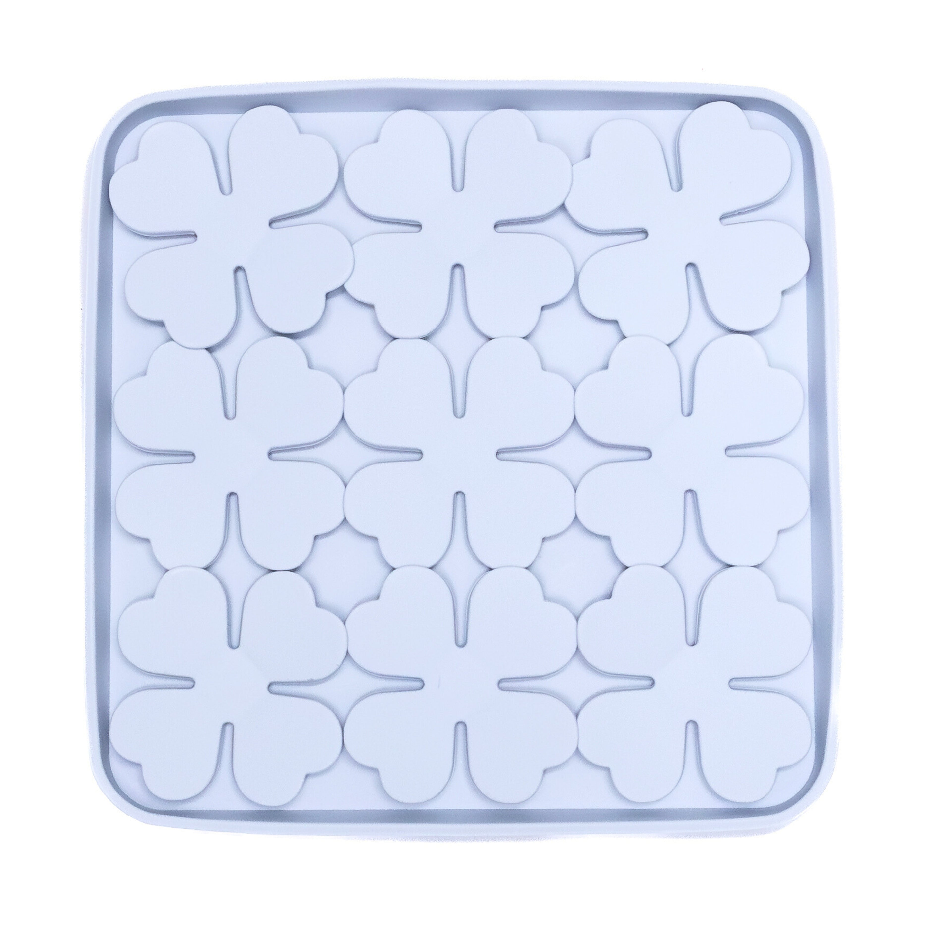 Light blue Flower Slow Feeder Enrichment Bowl featuring clover-shaped texture to encourage slower eating and healthy digestion.