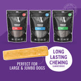 Long lasting chew bundle with moo tubes dental shark skin twists and kangaroo tail for large and jumbo dogs