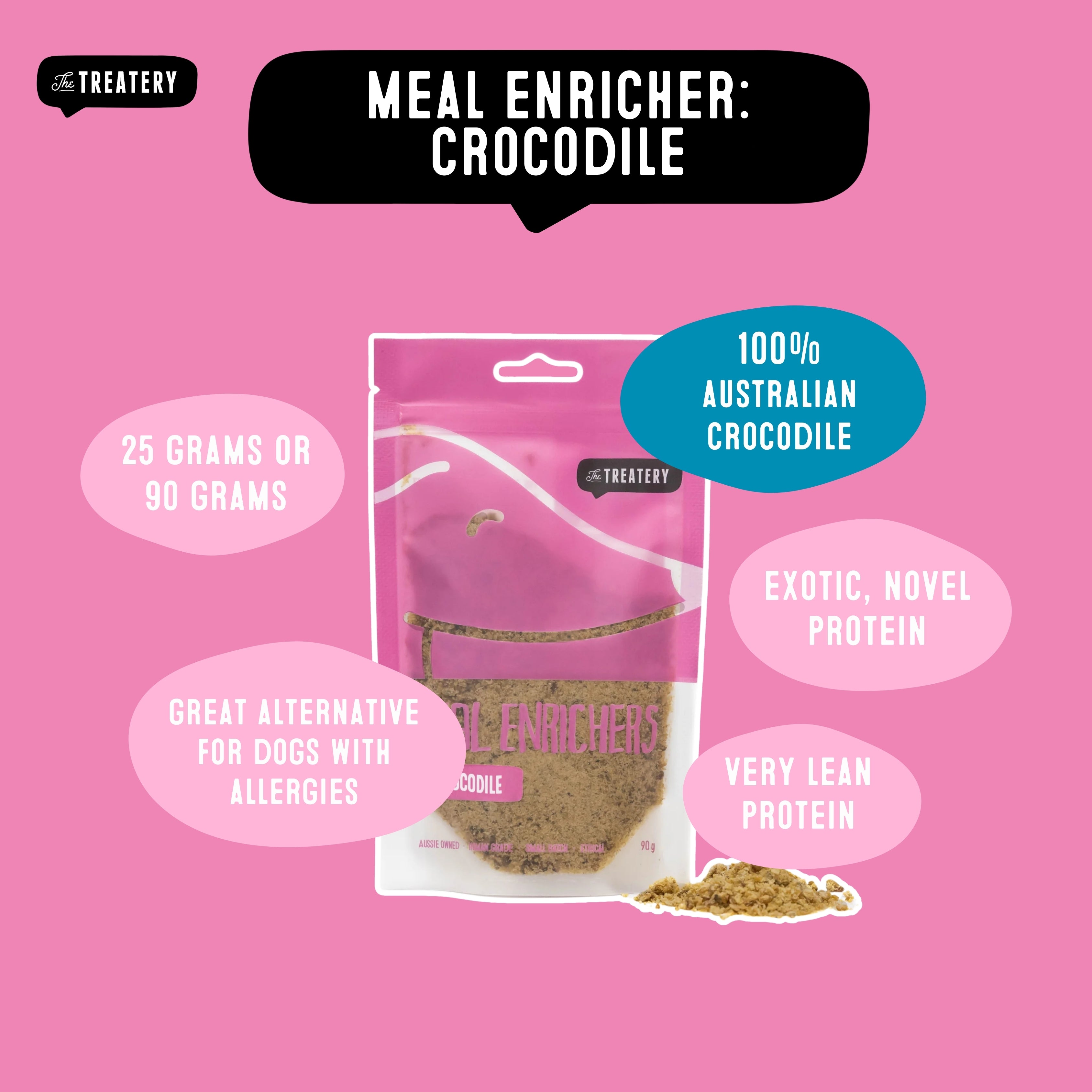 Meal enricher crocodile protein meal topper blend for dogs ideal for allergies and sensitive stomachs