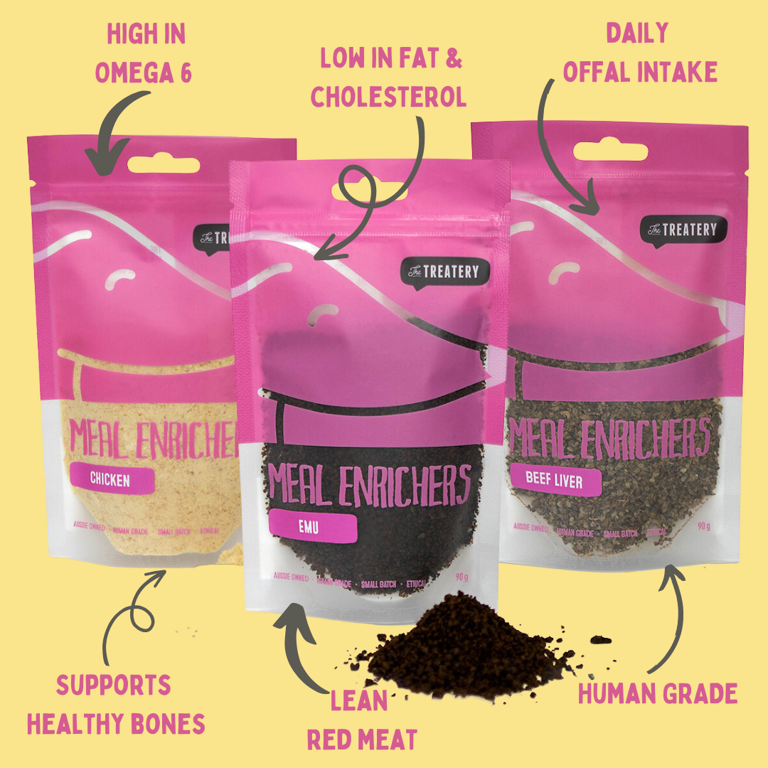 Meal enrichers for dogs chicken emu and beef liver high protein natural toppers for dog food