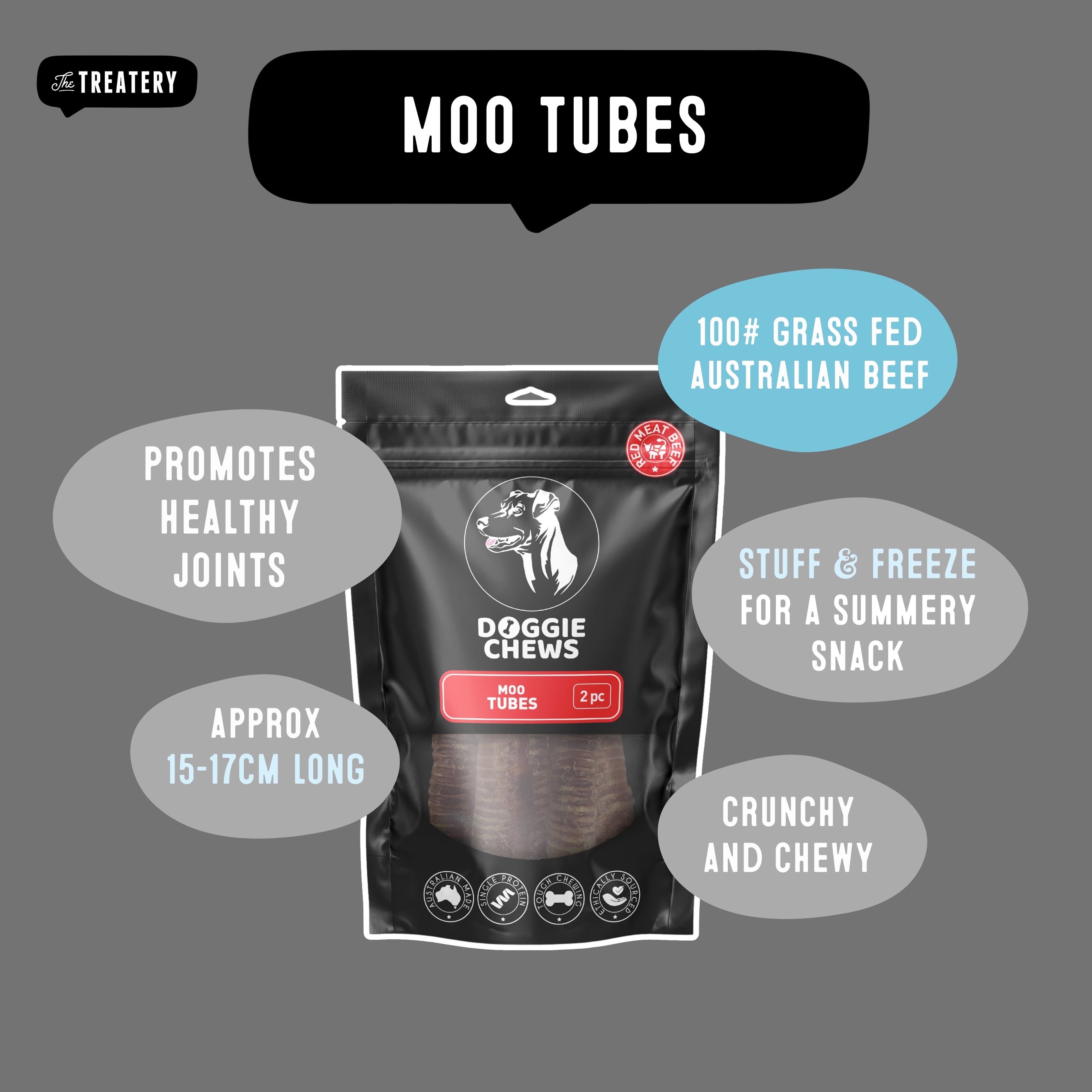 Moo tubes for dogs long lasting chewy treat promoting joint health and dental hygiene
