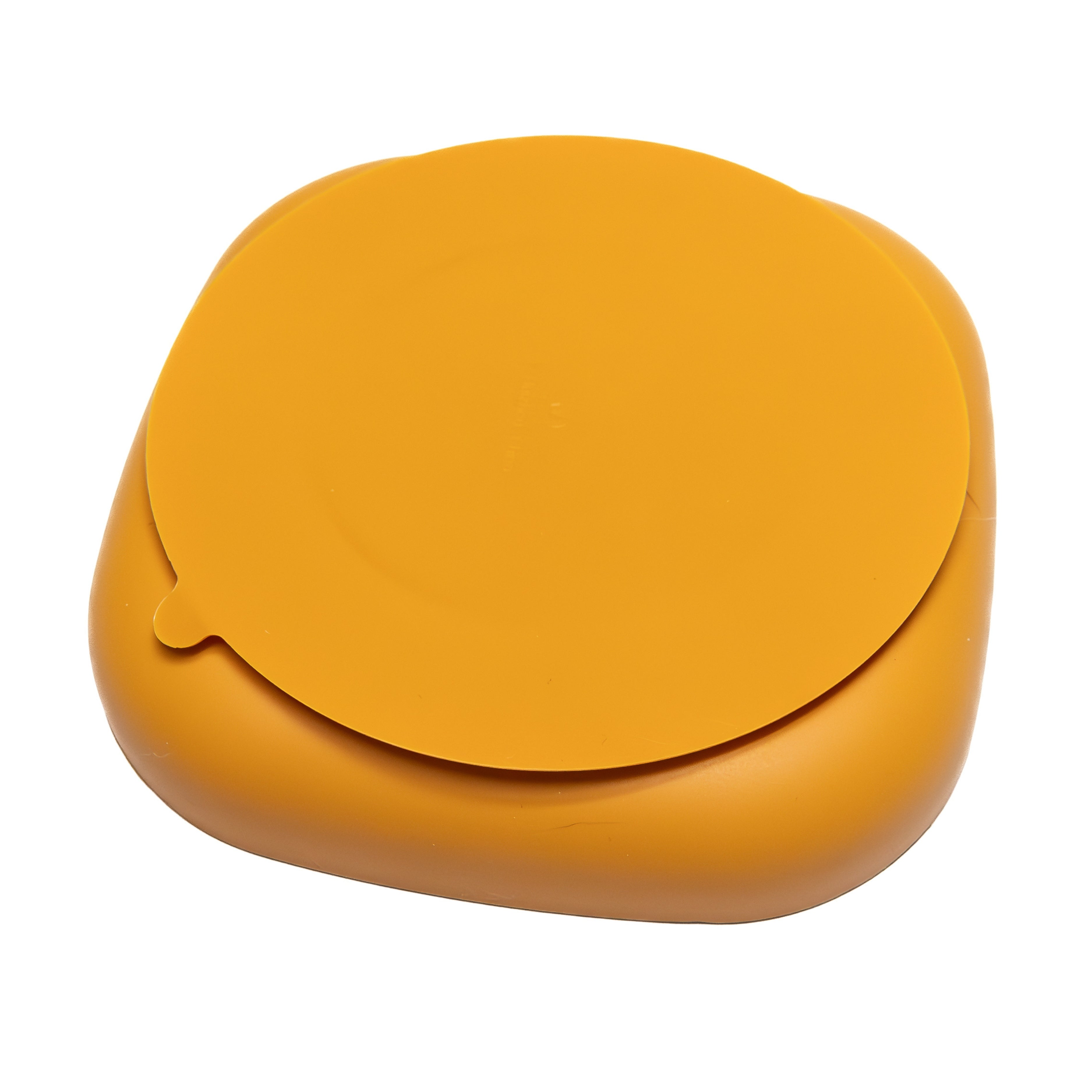 Mustard Wave Ripple Feeder Bowl with secure lid for prepping meals, freezing treats, and long-lasting enrichment for dogs.