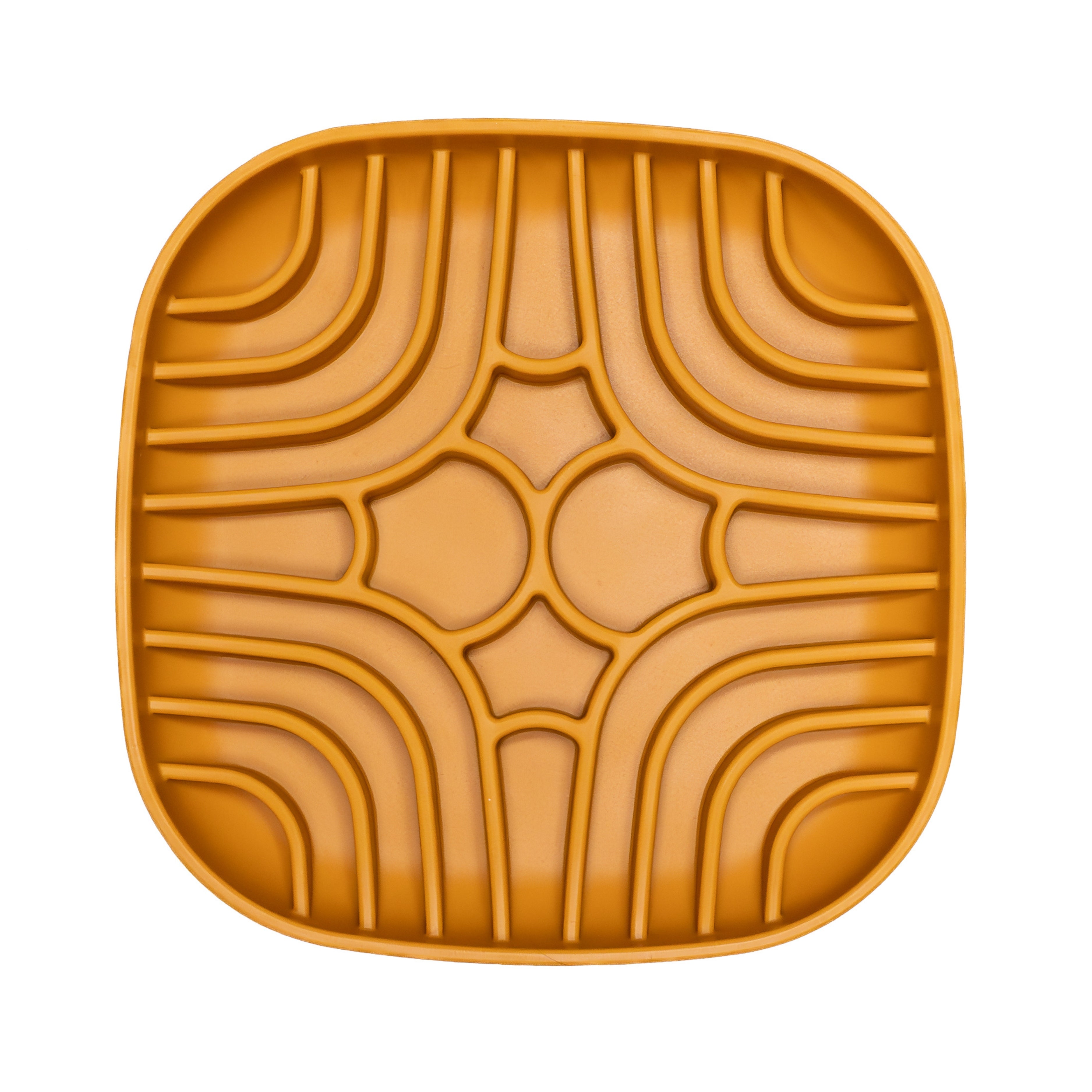 Mustard Wave Ripple Slow Feeder Bowl featuring raised wave design to encourage slow eating and support healthy digestion.