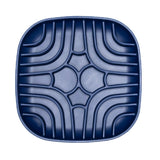 Navy Wave Ripple Slow Feeder Bowl designed with grooved texture to slow down mealtime and reduce gulping in dogs.