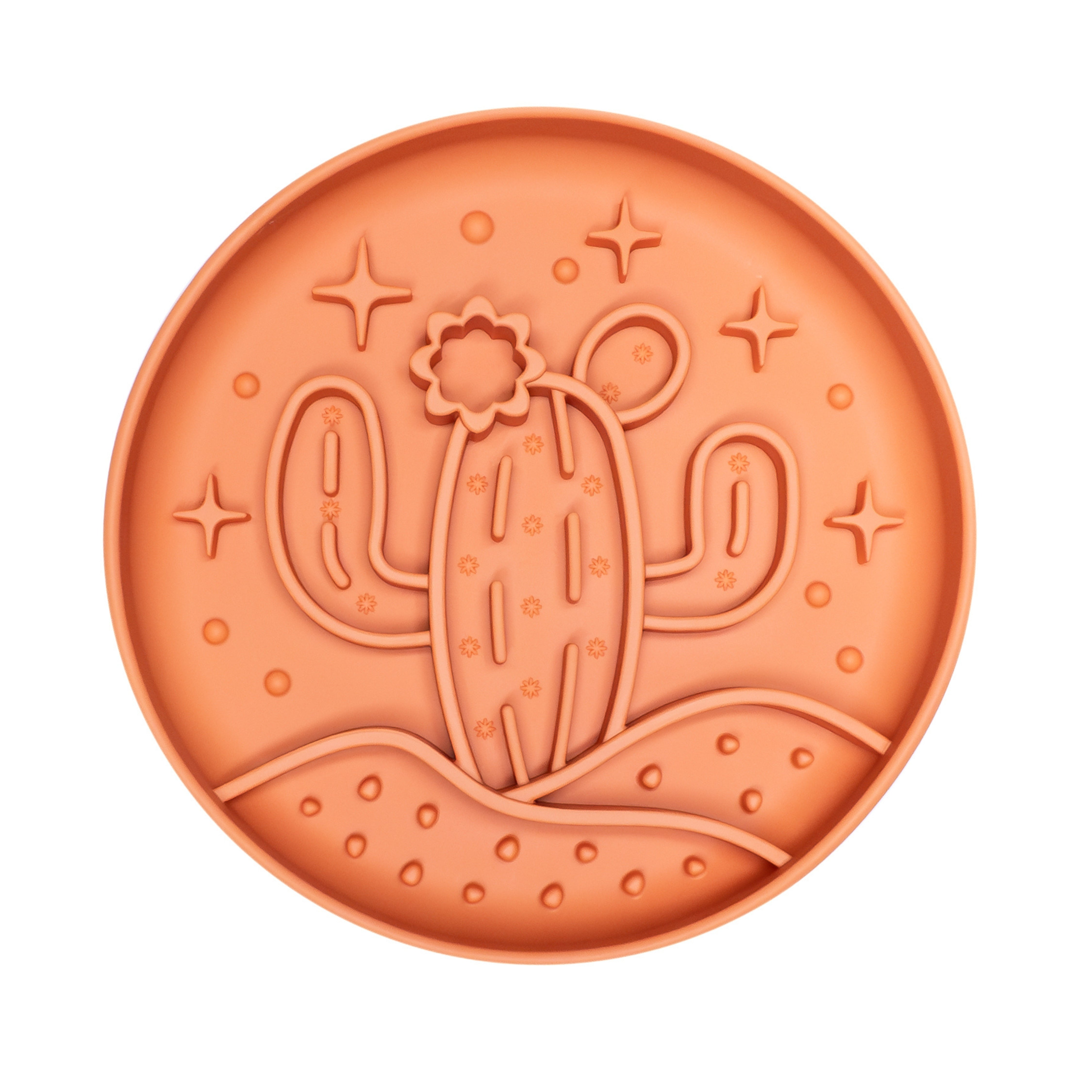 Orange Desert Cactus Slow Feeder Dog Bowl to promote slow eating and mental stimulation.