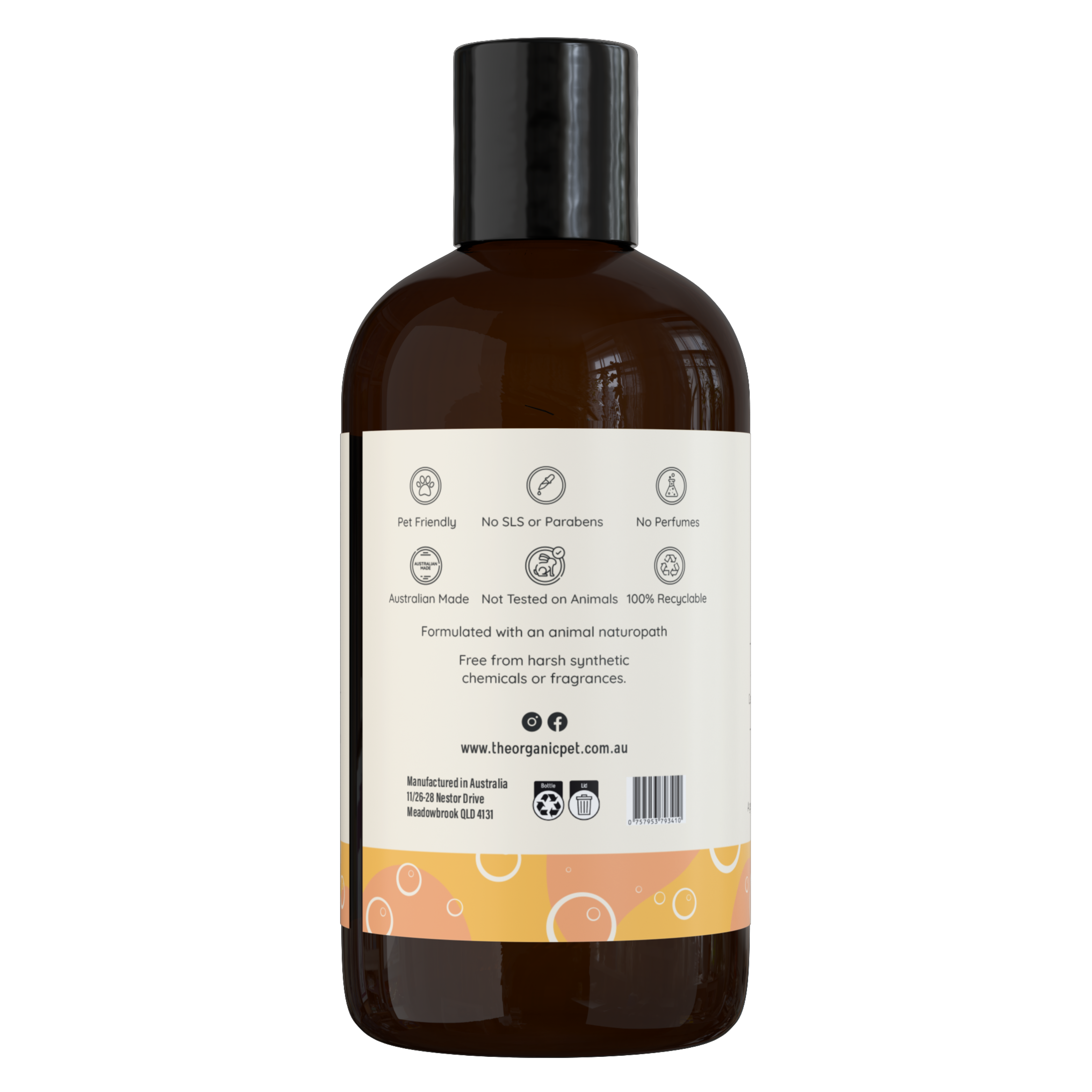 Pet friendly calming hemp dog shampoo Australian made cruelty free and free from parabens or perfumes.