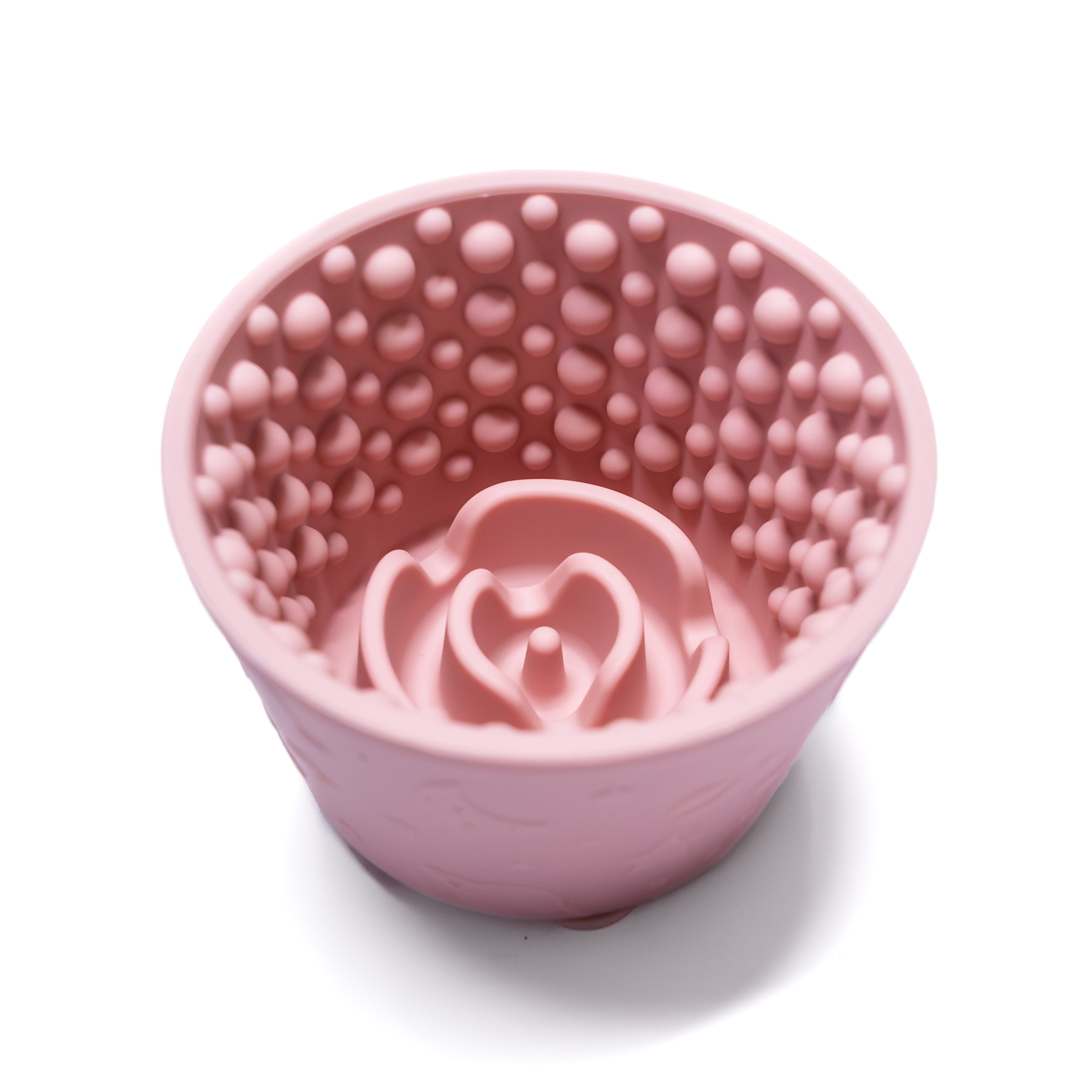 Pink Cosmic Lick Bowl Treat Cup for dogs, silicone enrichment feeder for treats.