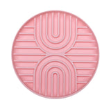 Pink Double Rainbow Slow Feeder Enrichment Bowl for dogs, non-slip silicone design.