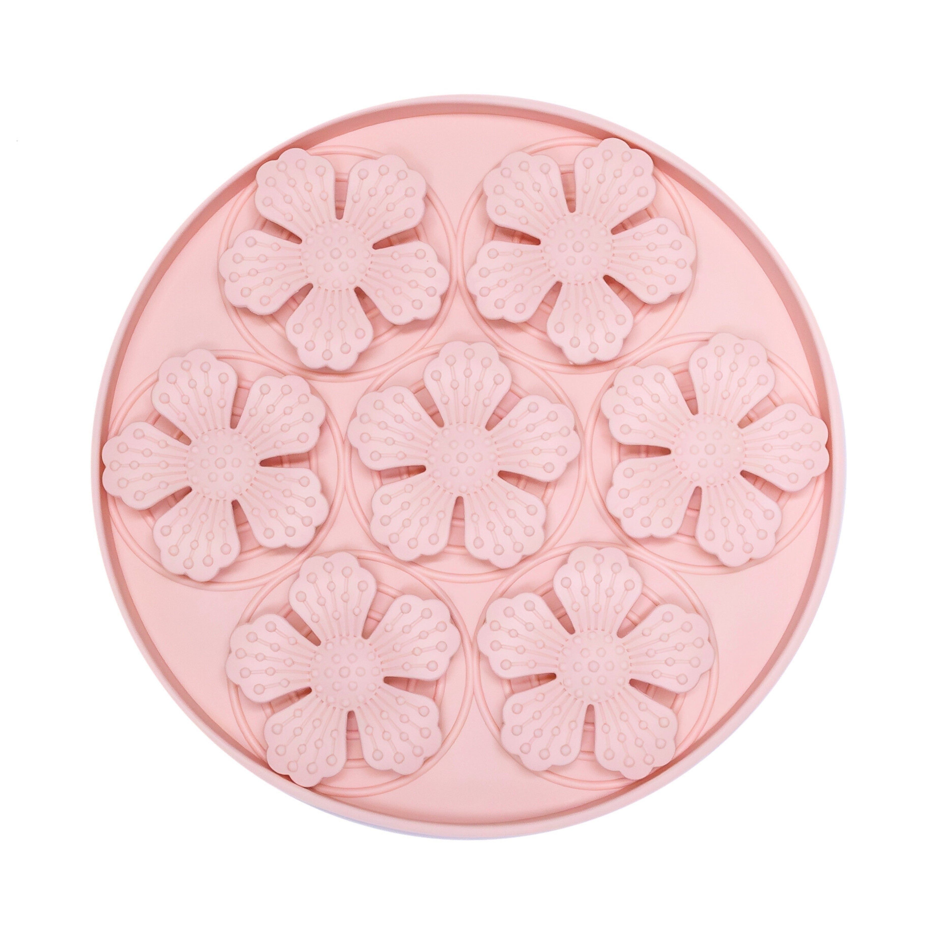 Pink Flower Slow Feeder Enrichment Bowl featuring raised petals to engage dogs and promote healthy, slow eating habits.
