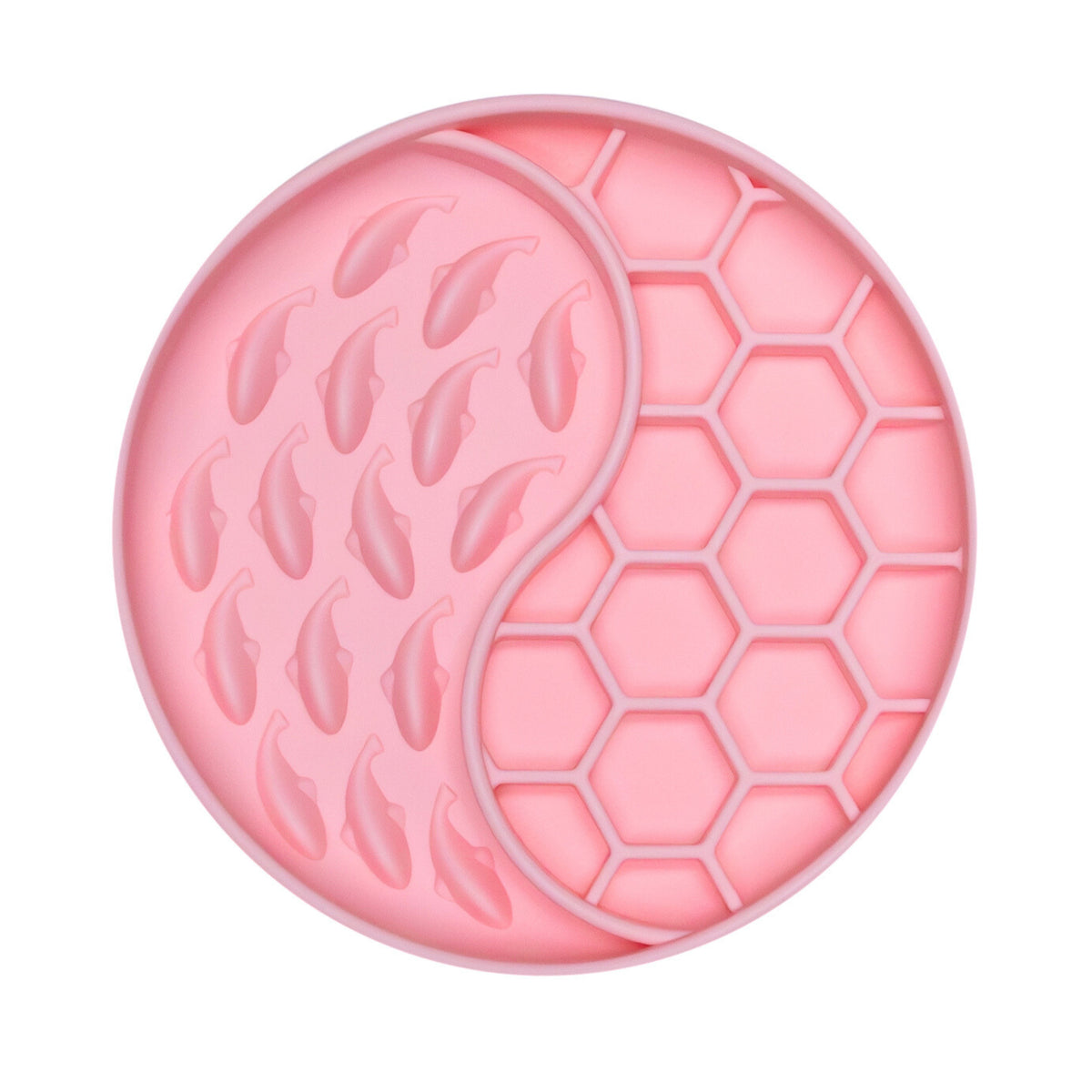 Pink Whale Wave Enrichment Bowl with raised patterns encourages licking, calm feeding, and mental stimulation for dogs.