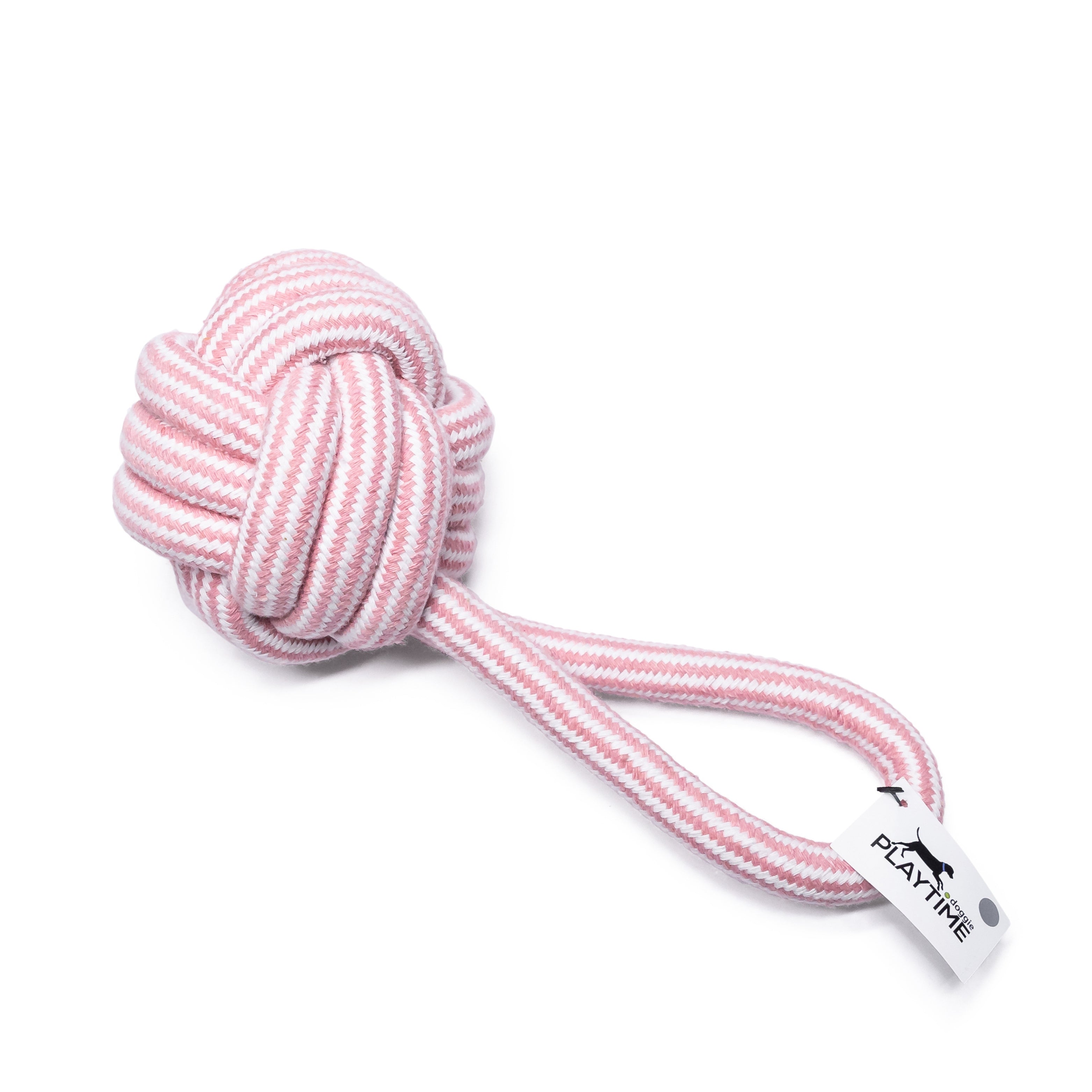 Pink durable dog rope tug toy for interactive play and gentle chewing exercise