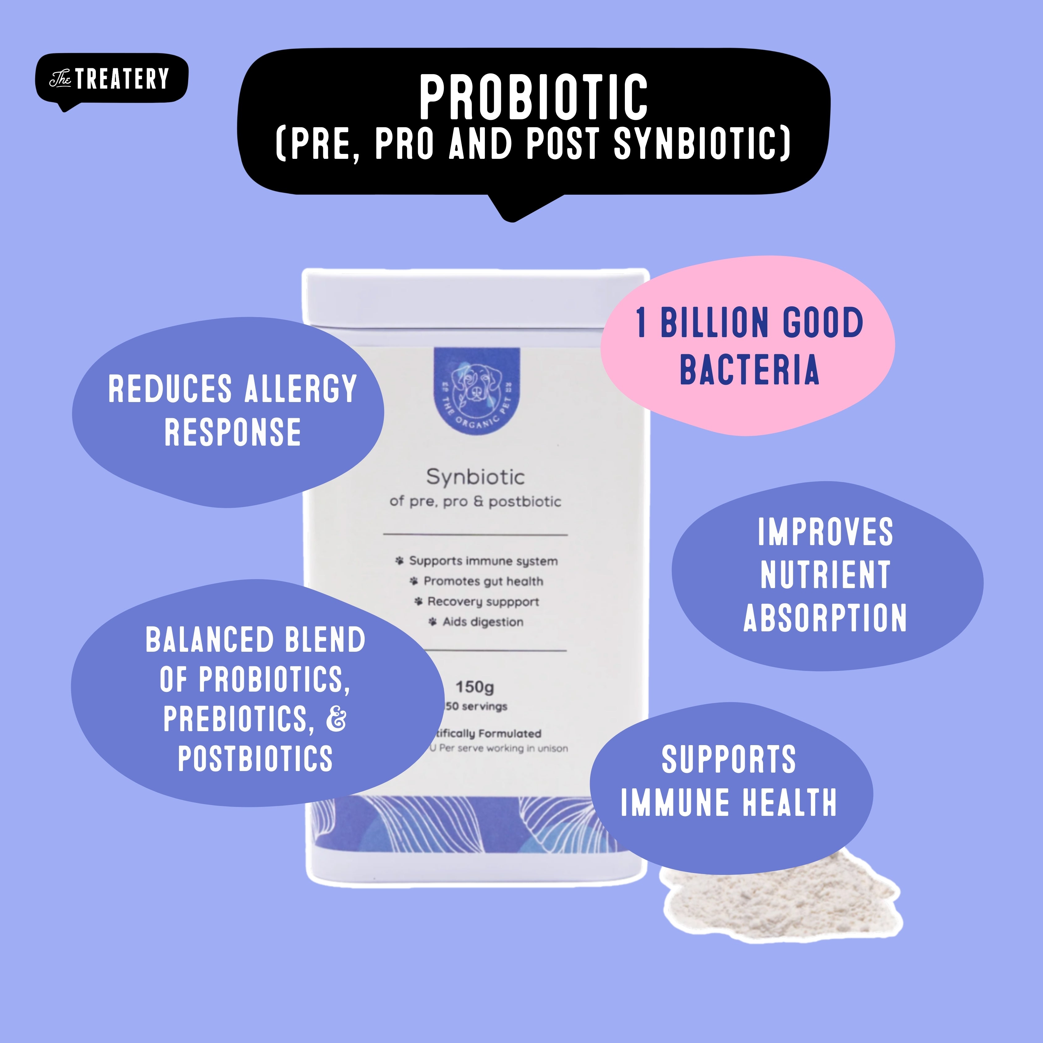 Probiotic supplement with 1 billion good bacteria supports immune system reduces allergy and aids digestion.