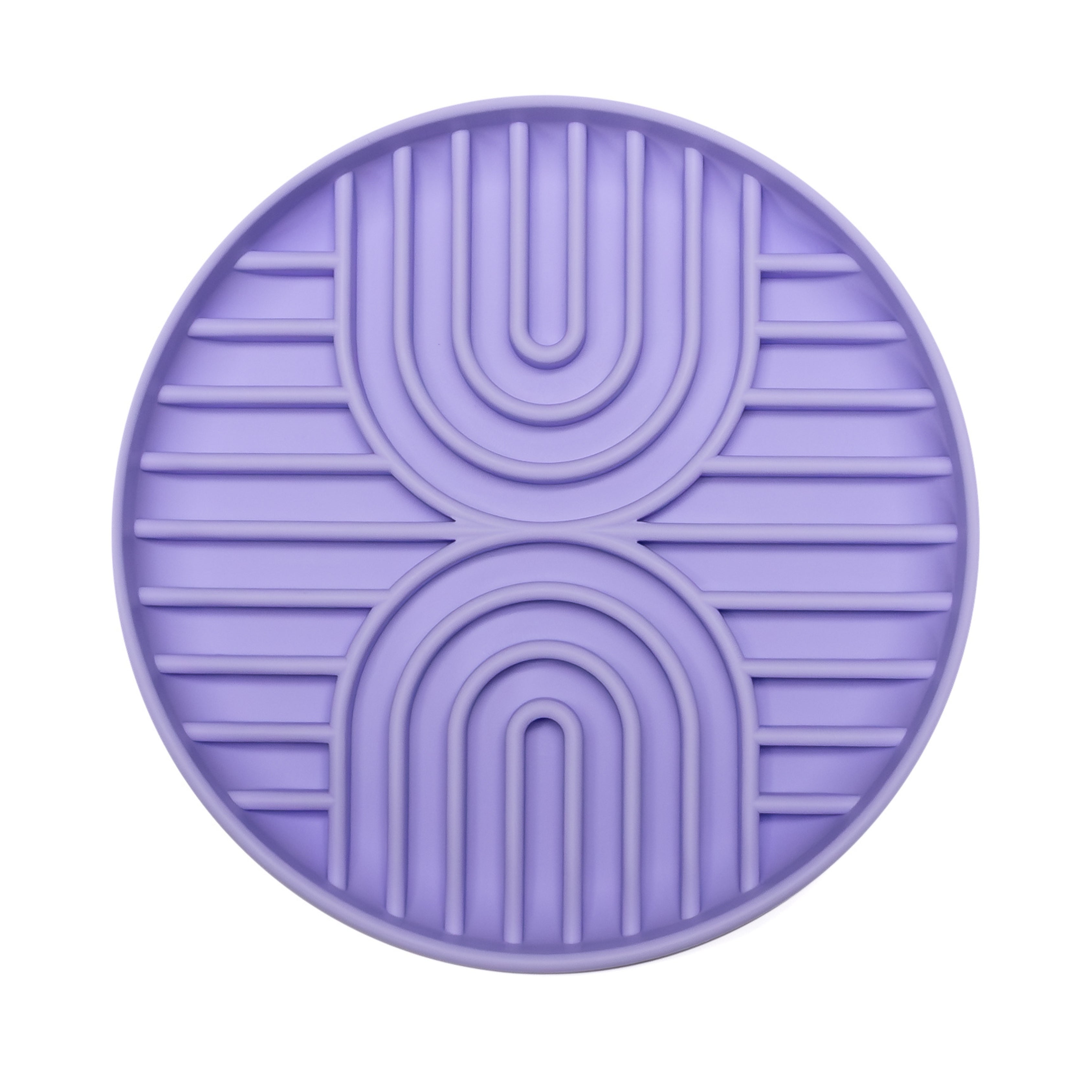 Purple Double Rainbow Slow Feeder Dog Bowl with raised maze design for enrichment.