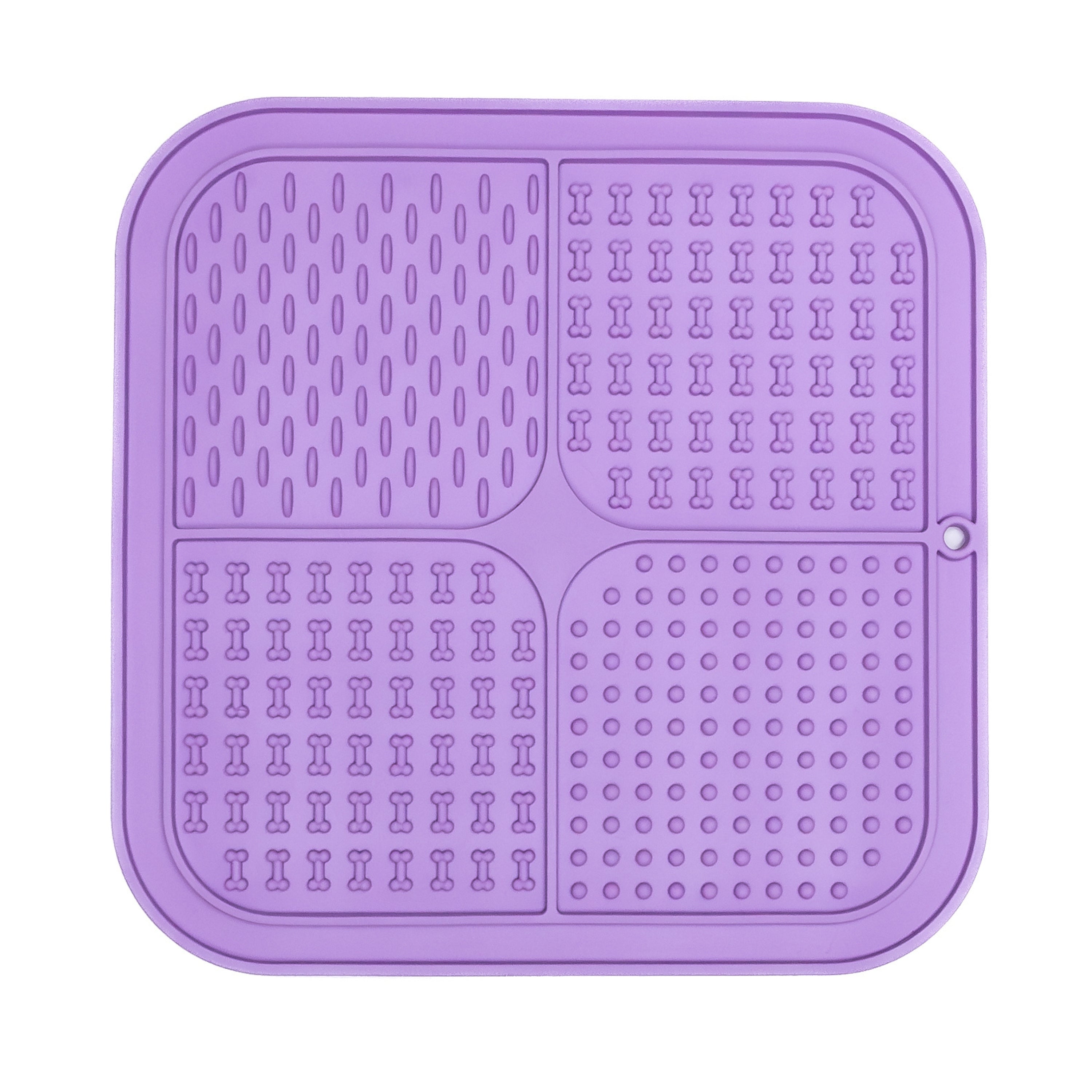 Purple FourZone Slow Feeder Mat with varied textured patterns designed to engage dogs during feeding and reduce anxiety.
