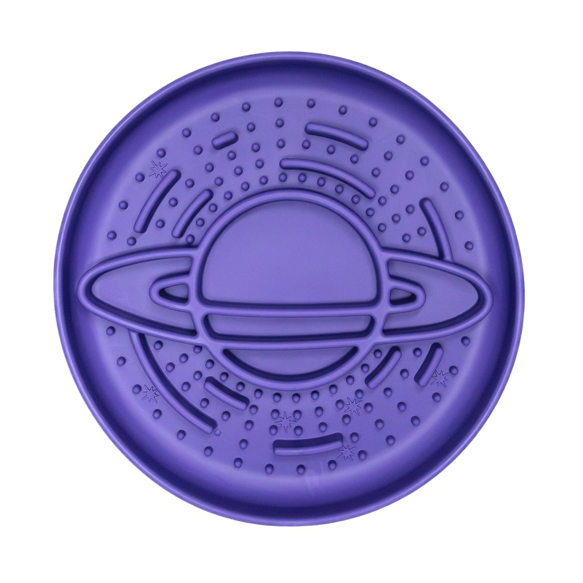 Purple Planet Slow Feeder Bowl with raised space pattern encourages slow eating and healthy digestion for dogs.