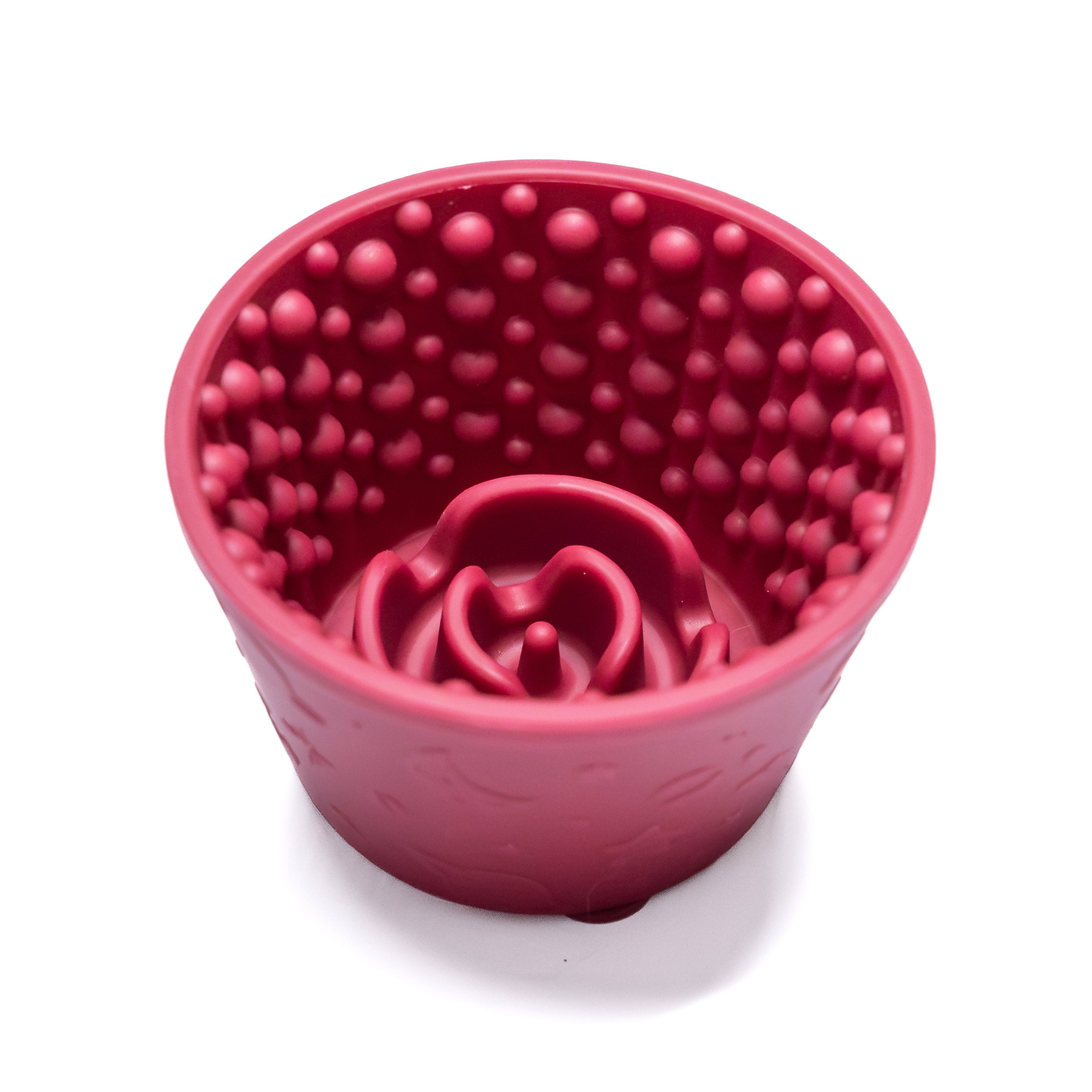 Red Cosmic Lick Bowl Treat Cup with textured surface for dog licking and anxiety relief.