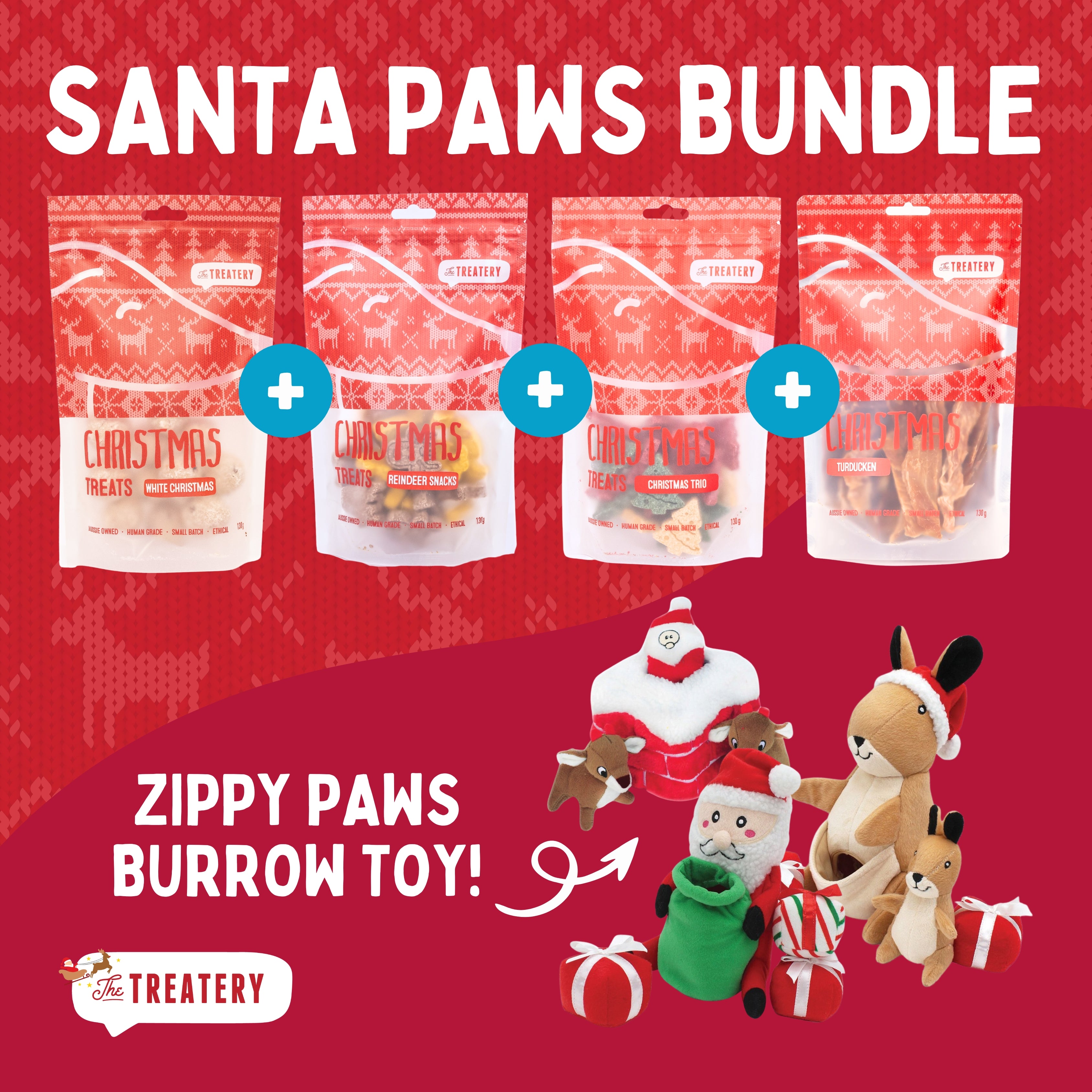 Santa Paws Dog Treats and ZippyPaws Christmas Burrow Bundle (SAVE $19)