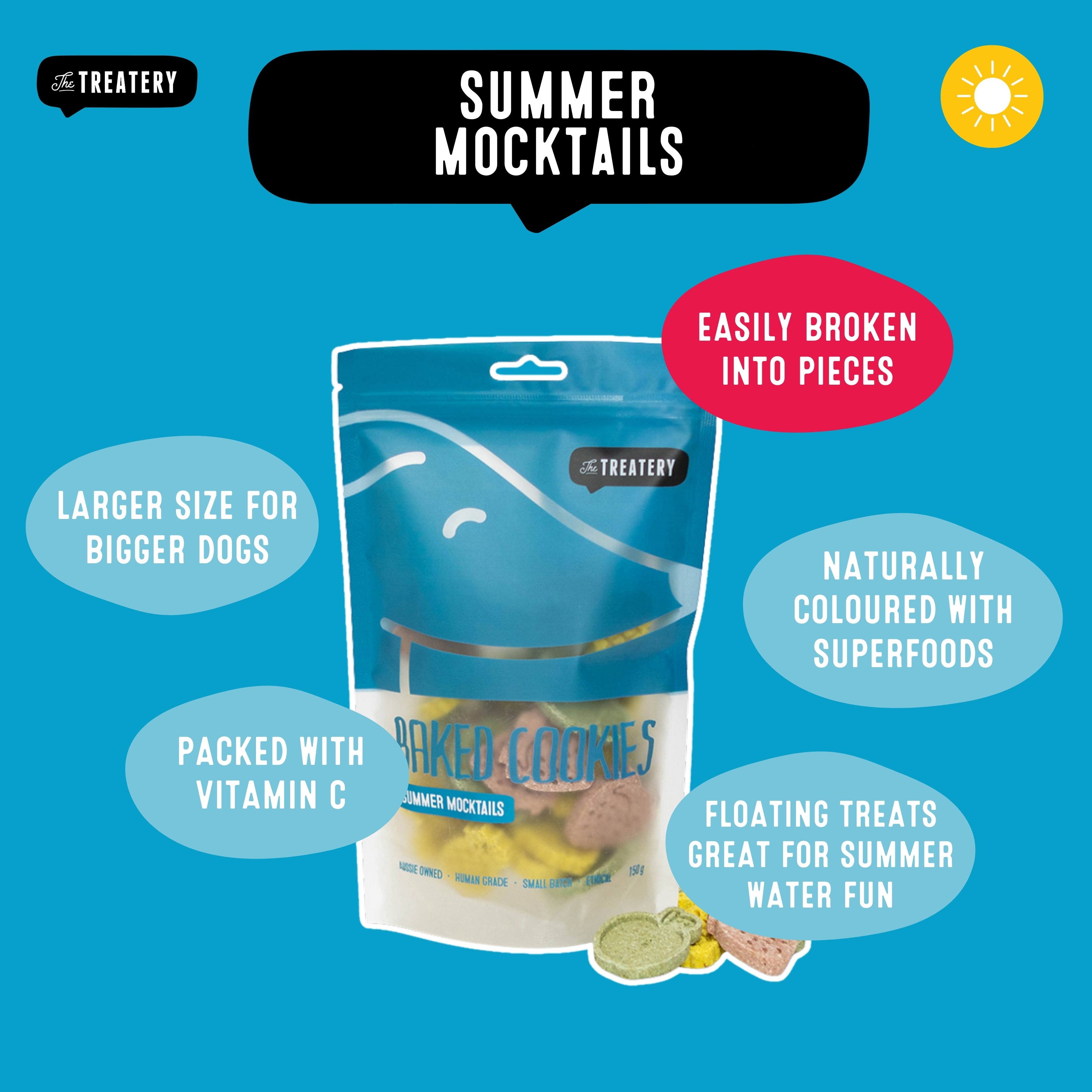 Summer Mocktails baked cookies for dogs, healthy summer dog treats with vitamin C.
