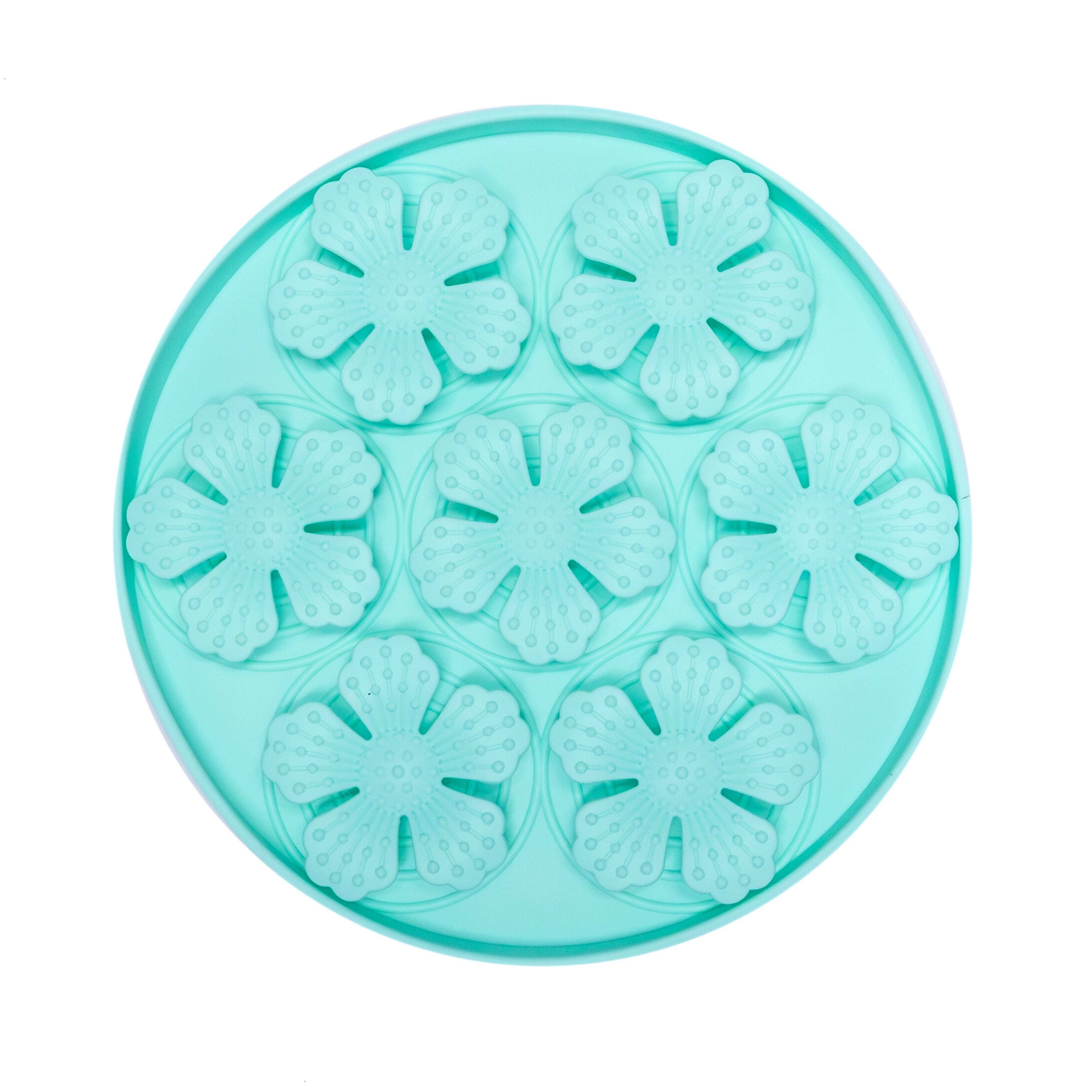 Teal Flower Slow Feeder Enrichment Bowl with textured floral surface to reduce fast eating and support better digestion.