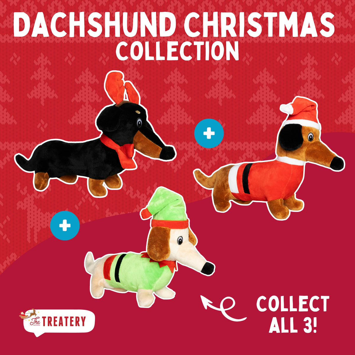 Dachshund Christmas Plush Dog Toy Trio Bundle (SAVE $9)
