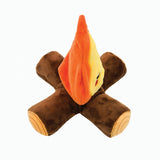 Top angle of HugSmart Fuzzy Friendz Campfire Plush Dog Toy, cute stuffed flame for playful dogs.