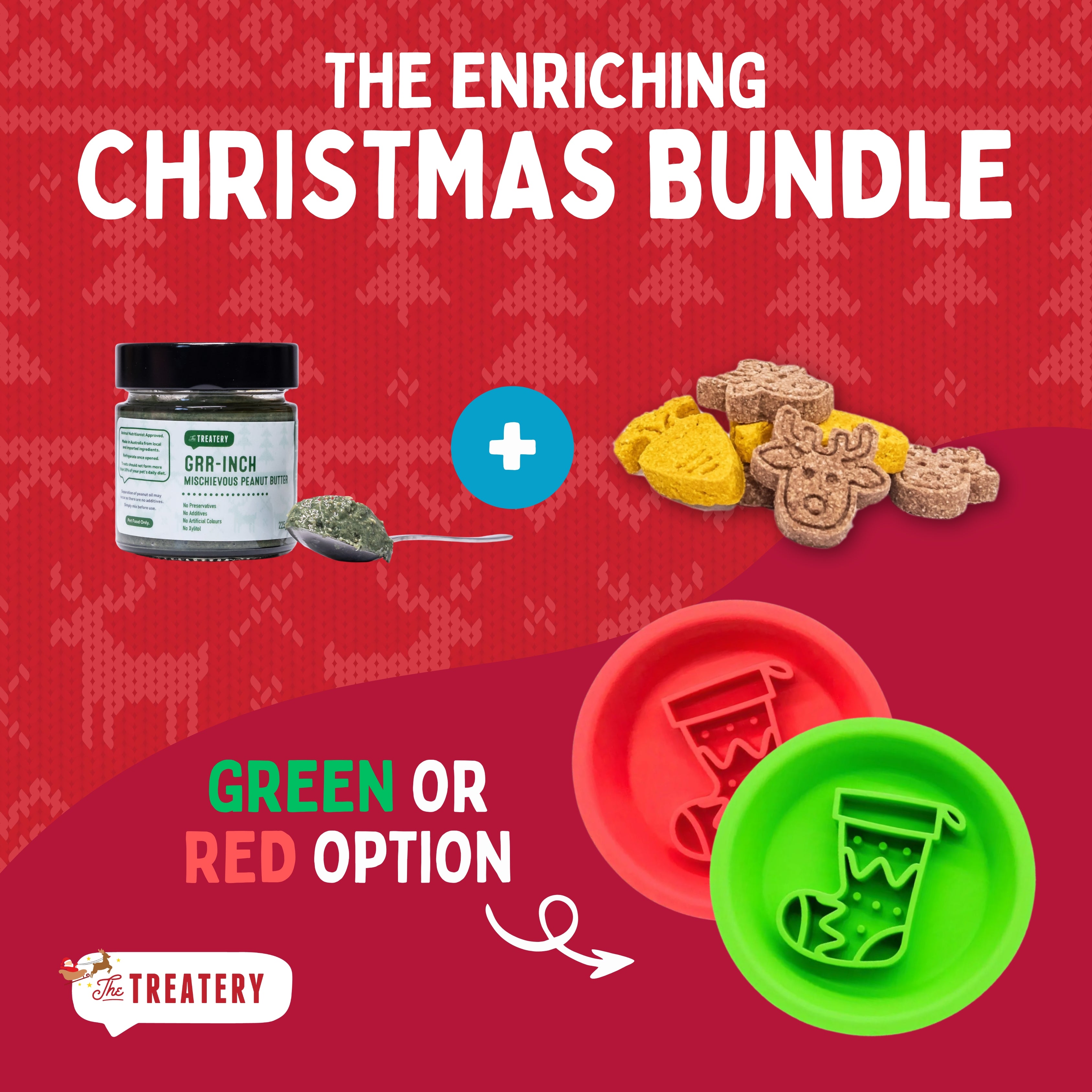 The Enriching Christmas Bundle with Dog Treats + Christmas Licky Bowl (SAVE $16)