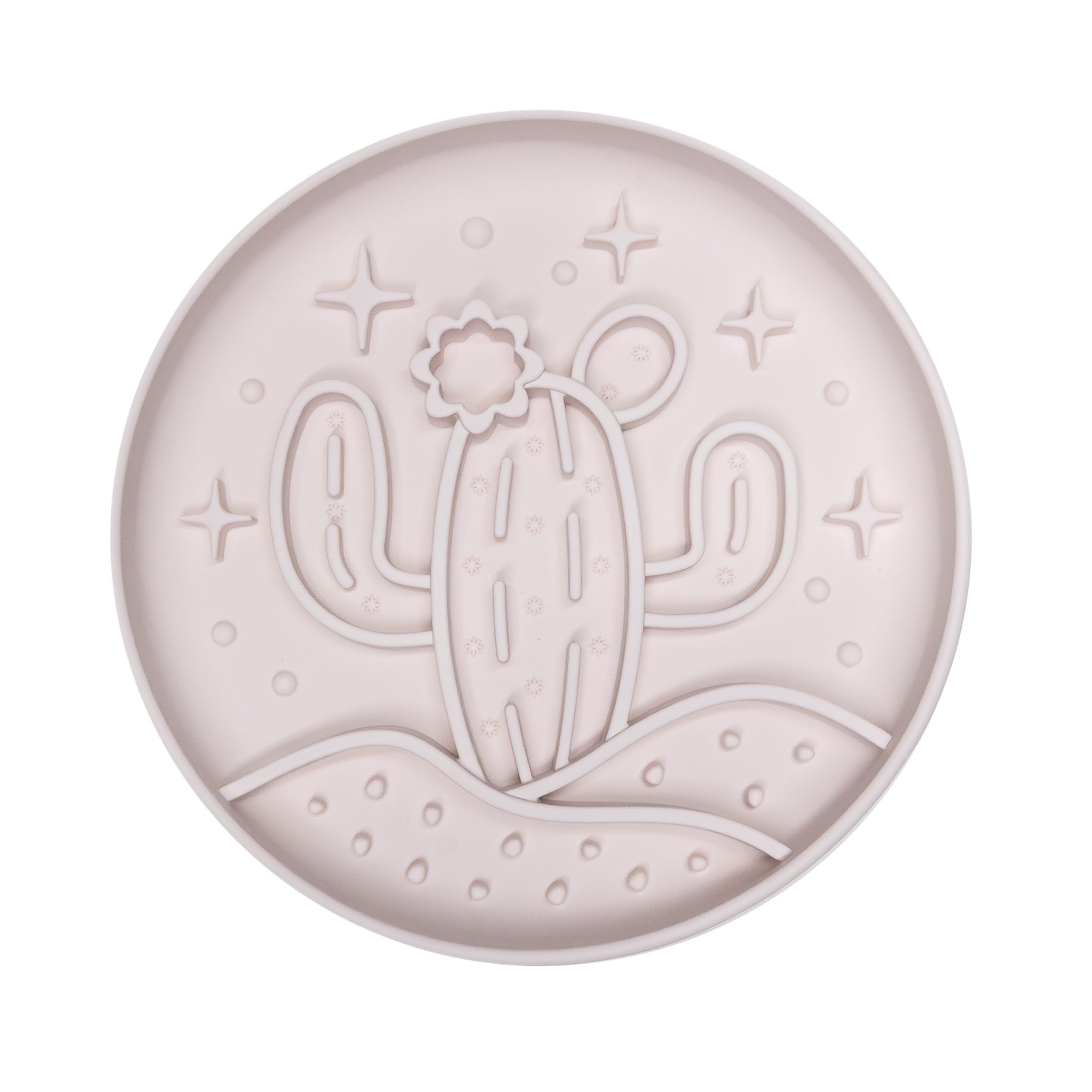 White Desert Cactus Slow Feeder Enrichment Bowl for dogs with cactus design pattern.