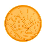 Yellow Mountain Sunrise Slow Feeder Bowl with scenic raised texture design to slow eating and support digestion in dogs.