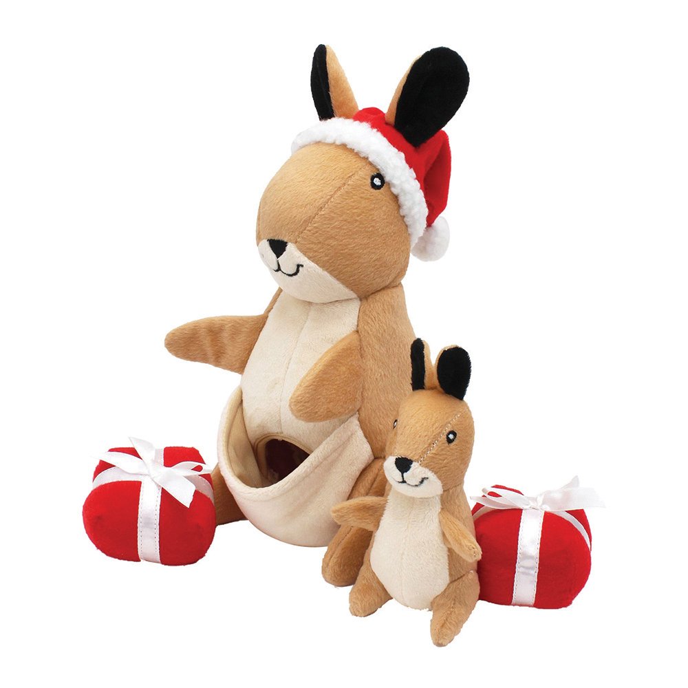 ZippyPaws Holiday Burrows Festive Kangaroo Hide and Seek Burrow Toy