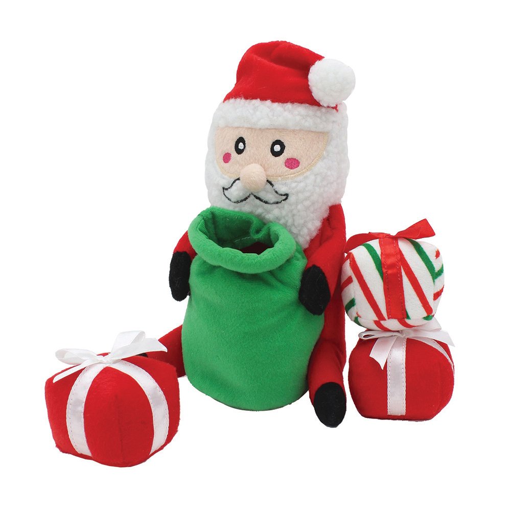 ZippyPaws Holiday Burrows Santa Sack Hide and Seek Burrow Toy