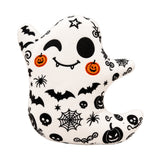 Cute ghost plush toy with Halloween decals, stitched details 