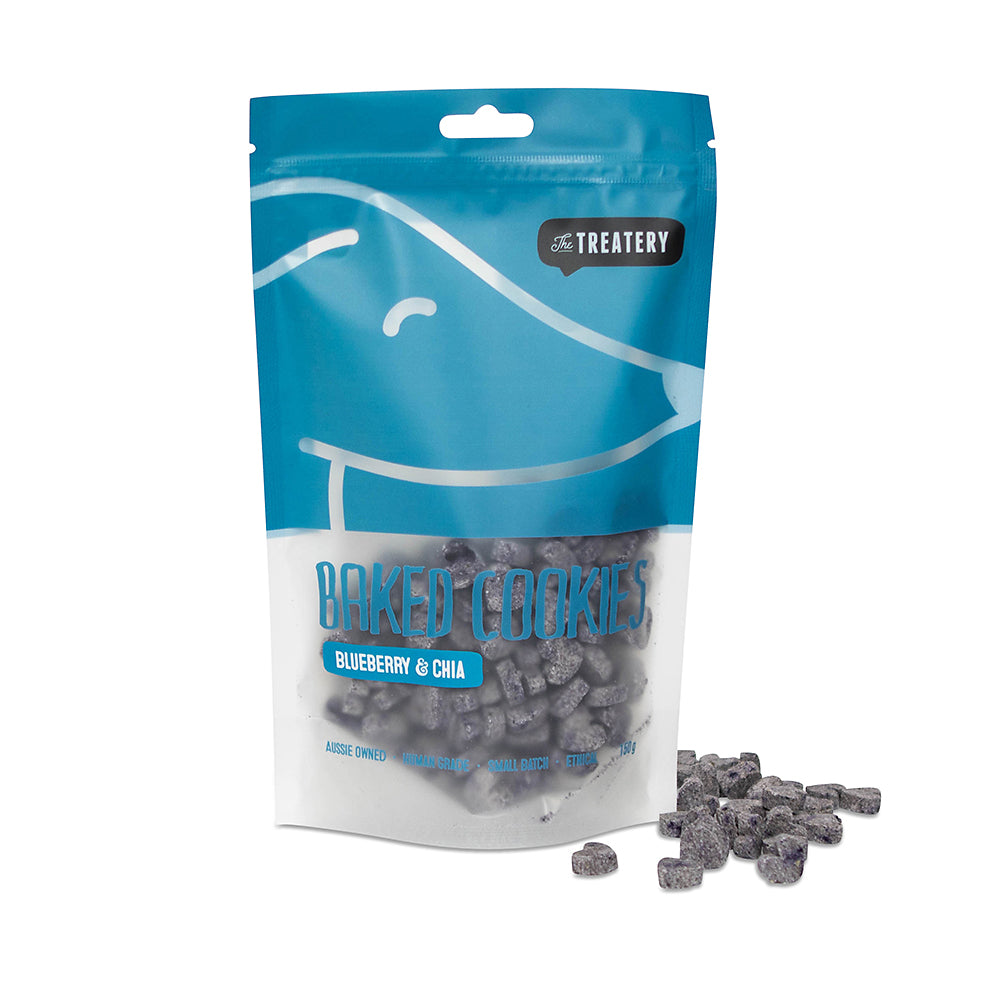 Blueberry & Chia Baked Cookie Dog Treats bag