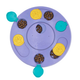 Purple ZippyPaws Smartypaws Dog Puzzle Feeder filled with kibble encourages problem solving and slow eating.