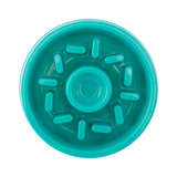 ZippyPaws Happy Bowl Slow Feeder Donut-shaped dog bowl in teal promotes slow eating and healthy digestion.